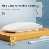 M18 Bluetooth Mouse, Usb C Rechargeable Wireless Mouse, Triple Mode (Dual Blue