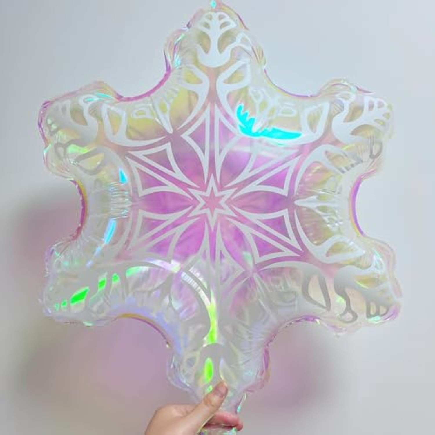 5 Pc Iridescent Snowflake Balloons 23 Inch Winter Party Decoration
