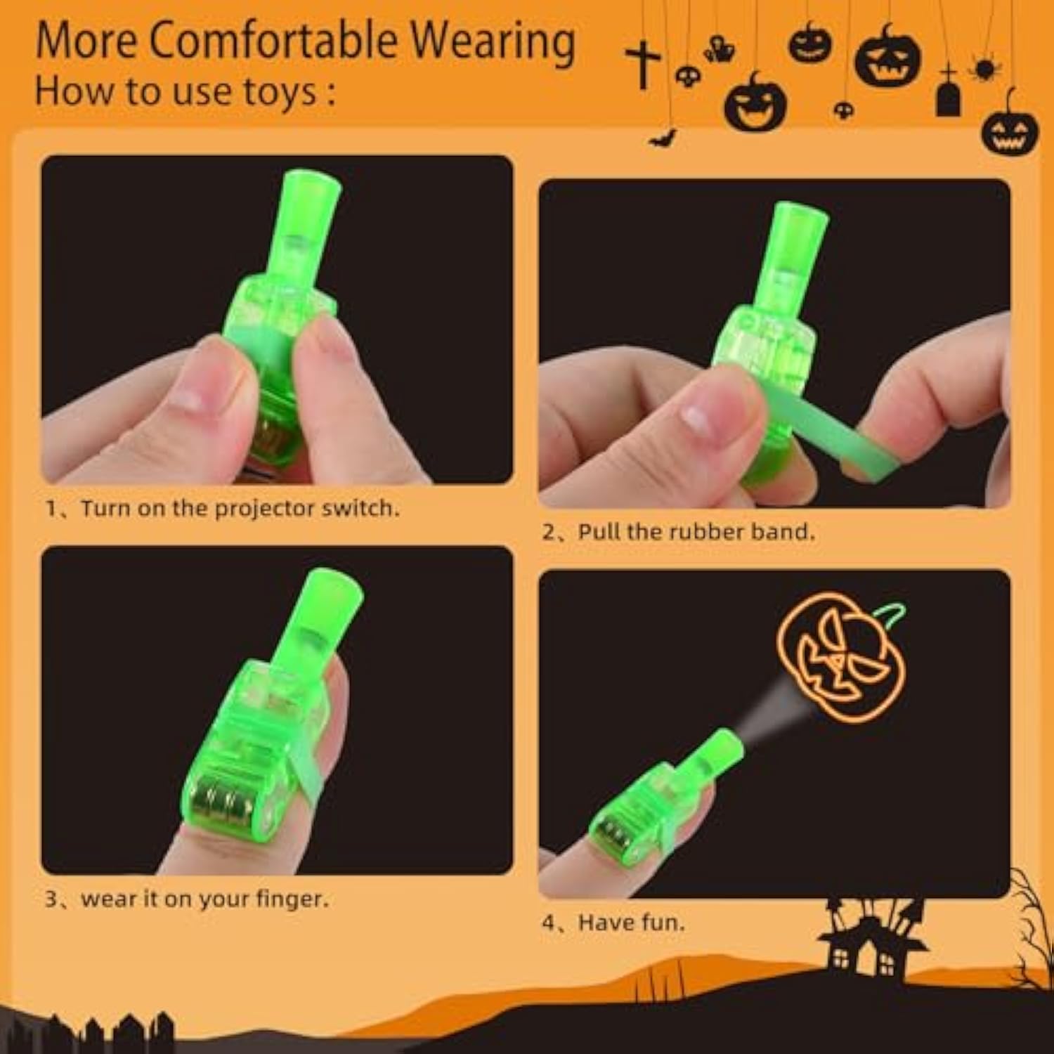 Halloween Party Favors For Kids, 36Pcs Finger Lights For Halloween Goodie Bag Fillers Basket Treats Toys For Girls Boys Kids Classroom Rewards