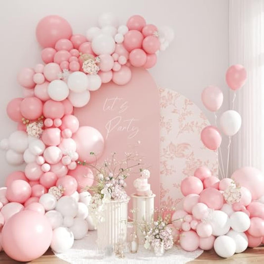 Pink Balloon Garland Arch Kit, Coquette Birthday Decorations 176Pcs Pink And White Balloons Different Size For Wedding Bridal Baby Shower Bachelorette Party Decorations