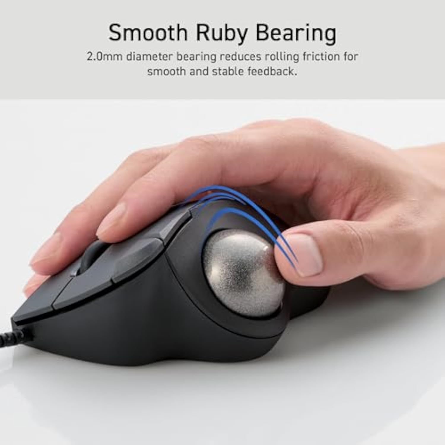 ELECOM Ergonomic Comfort Design Trackball IST Wired USB-A Connection, Smooth Tracking with Ruby Ball Bearing, 36mm Ball, Thumb Control, Compatible for Windows, PC, and Mac White (M-IT10URWH)