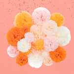 Party Tissue Pom Pom Paper Flower Set, For Birthday Party Baby Shower Wedding Engagement Bachelorette Event Decoration ( Bright Orange Bloom, 20 Piece Set)