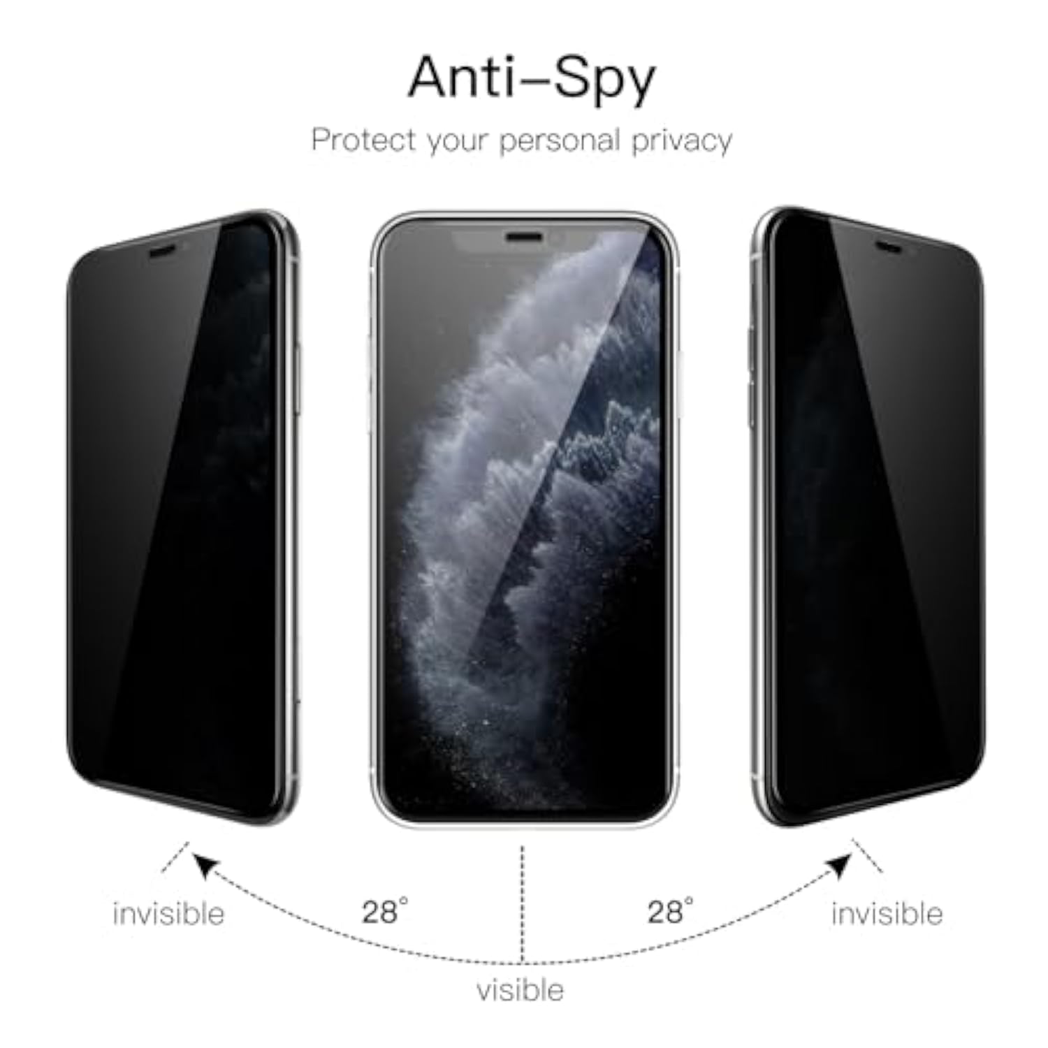 JETech Privacy Full Coverage Screen Protector for iPhone 11 Pro Max/XS Max 6.5-Inch, Anti-Spy Tempered Glass Film, Edge to Edge Protection Case-Friendly, 2-Pack