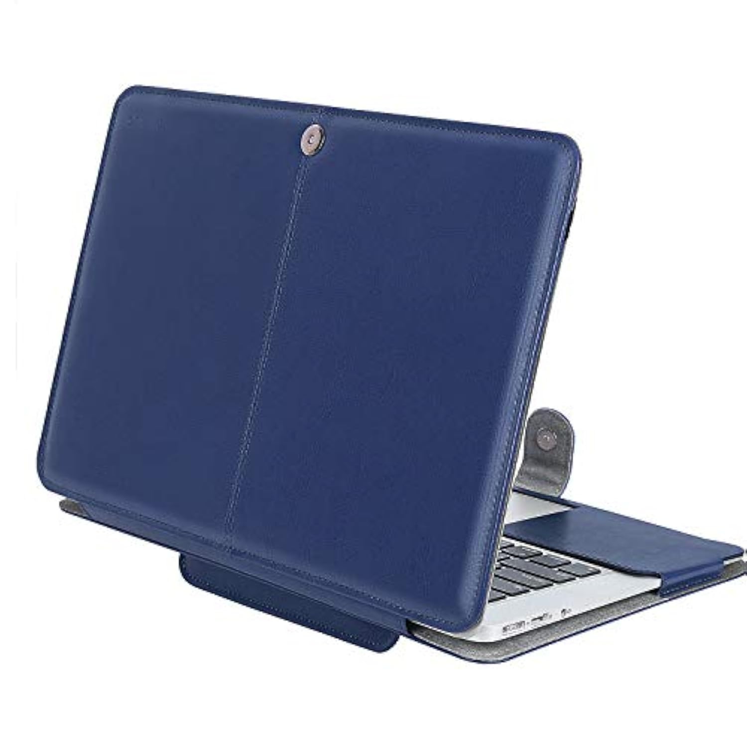 MOSISO Compatible with MacBook Air 13 inch Case A1369 A1466 Older Version 2010-2017 Release, PU Leather Case Portfolio Protective Stand Cover Sleeve, Navy Blue