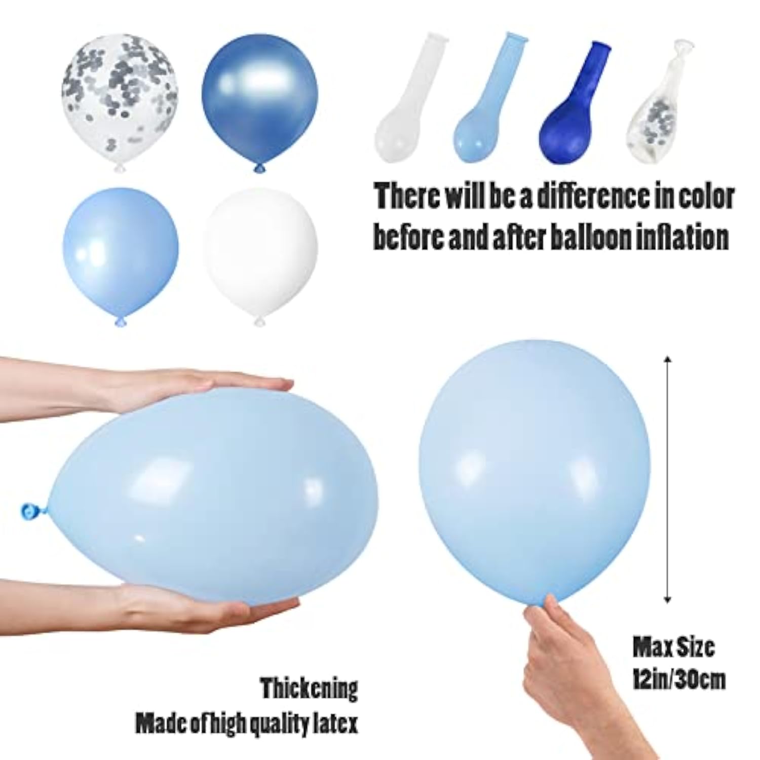 122pcs Blue Balloon Garland Kit – Metallic Blue, White & Silver Confetti Balloons for Parties