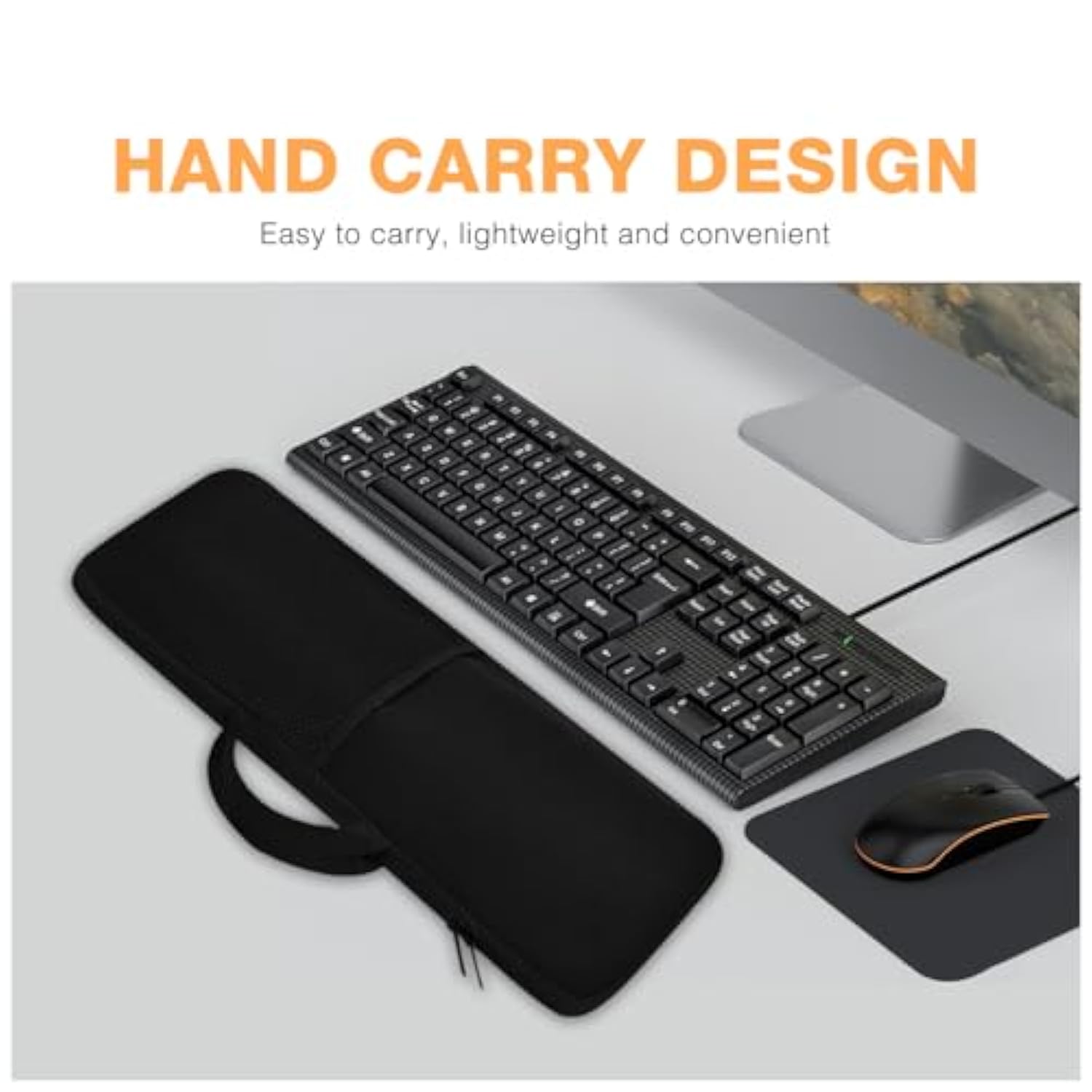 Wireless Keyboard Mouse Sleeve Travel Case,For Logitech Mk345 Wireless Keyboard,Mouse Storage And Cable Storage Pouch,Soft Neoprene Dust And Water Resistant Bag(Black)