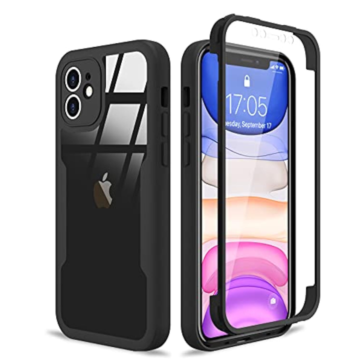 Clear Protective Case for iPhone 11 - Black Full Body Design