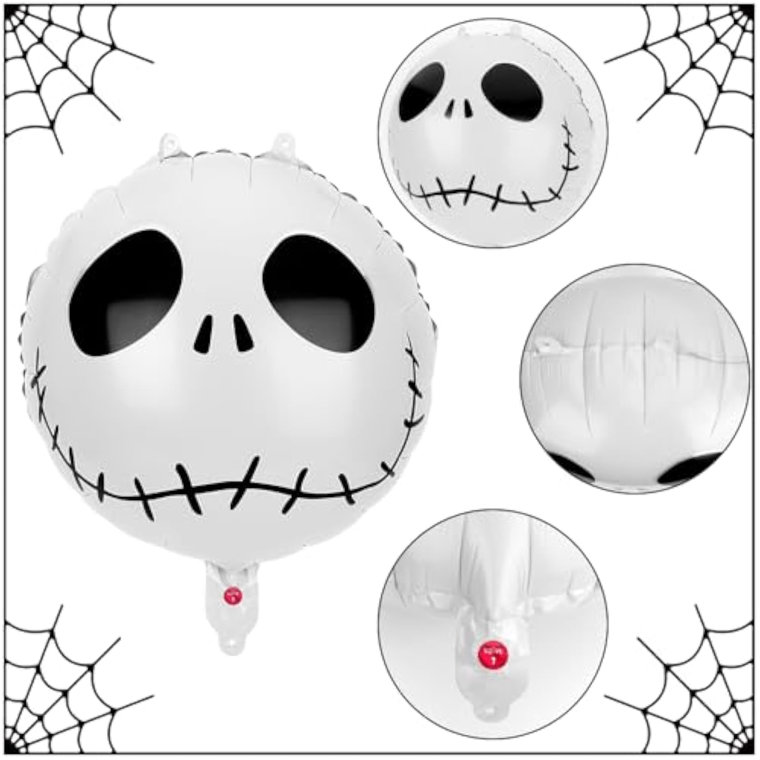12 Pcs Halloween Skull Foil Black And White Striped Balloons(18 Inch) Nightmare Honor Theme Birthday Party Decorations Spooky Ghost Skeleton Cat Baby Shower Day Of The Dead Indoor Outdoor Decor