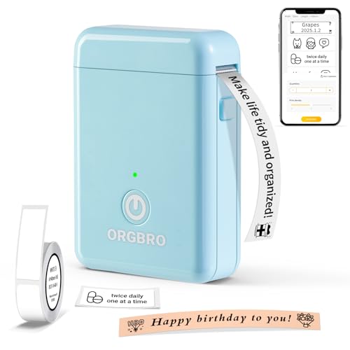 Label Maker Machine With Tape, X1 Portable Bluetooth Label Printer For Home Office Organization, Support Pre-Cut & Continuous Labels, Inkless Thermal Small Labeler For School Kitchen, Blue
