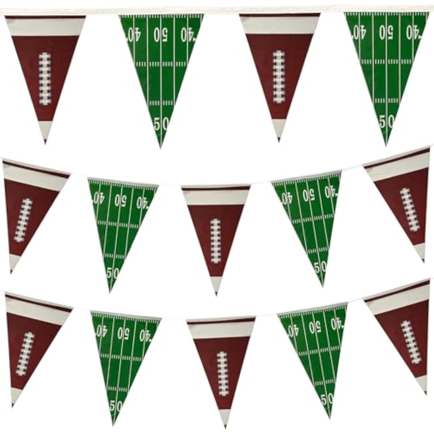 100 Ft Football Pennant Banner Flags for Tailgate Parties and Birthdays