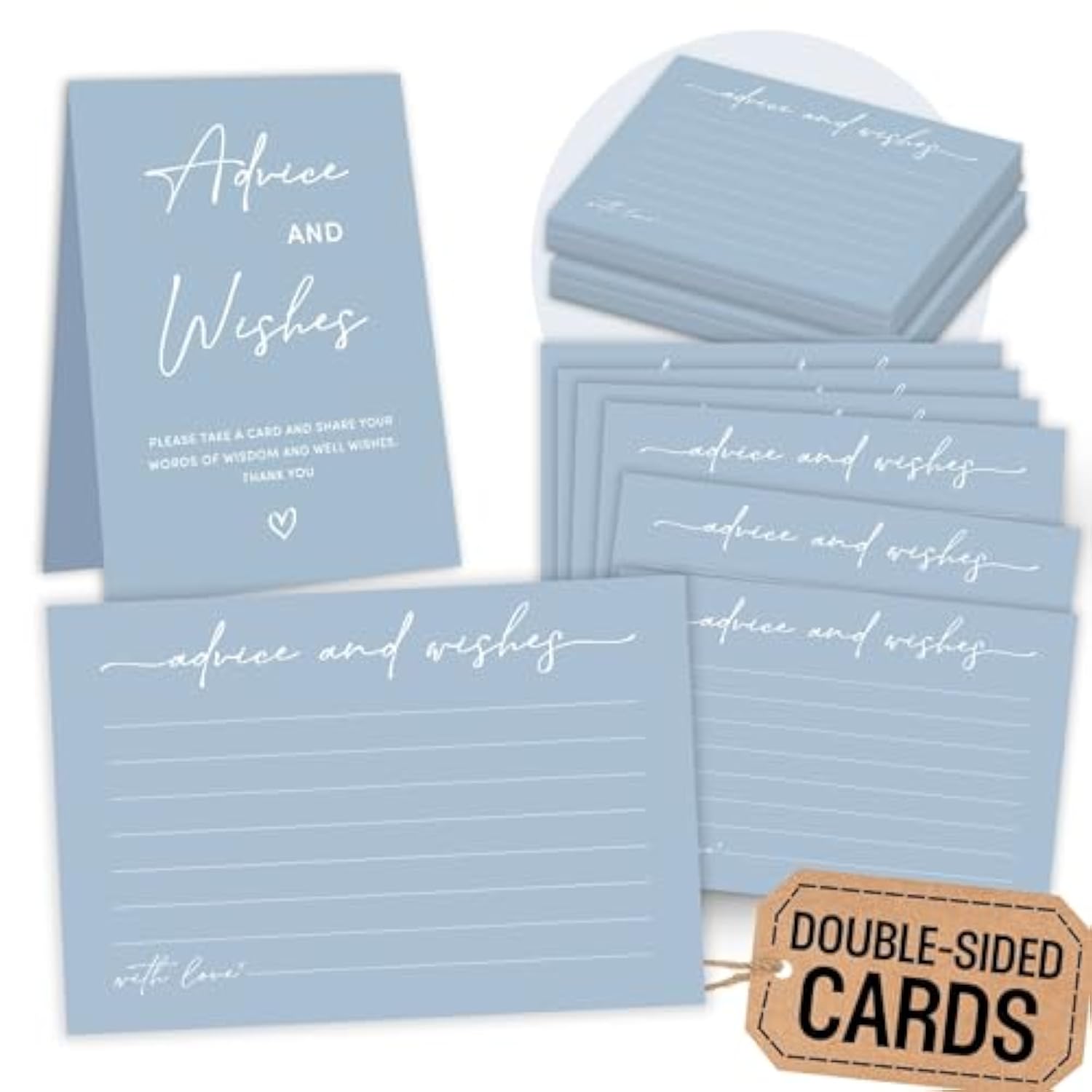 Blue Advice And Wishes Cards Baby Shower Decorations - 50 Pcs Baby Shower Advice Cards For Parents To Be, Wedding Well Wishes For The Mr And Mrs, Wish Card For Graduation, Christmas