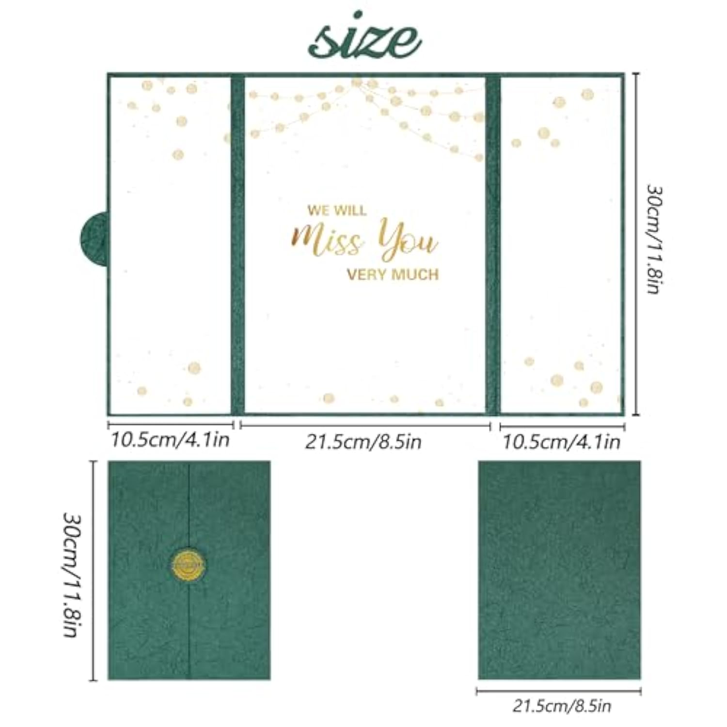 Farewell Party Decorations, Green Gold We Will Miss You Very Much Alternative Signature Guest Book For Men Women Going Away Gifts Signing Card Board For Retirement Graduation Party Supplies