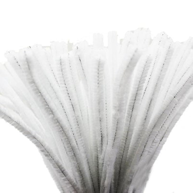 Super Fuzzy Chenille Stems Pipe Cleaners, Pack Of 100 (White)