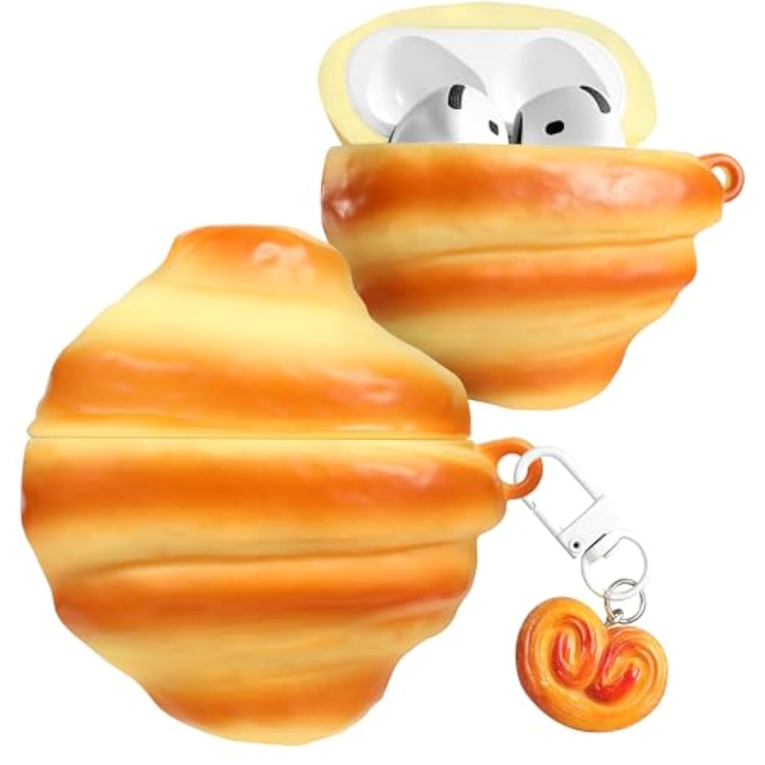 Boaretiu For Airpods 4Th Case - Cute Kawaii Croissant With Keychain For Airpods 4Th Generation Case (2024) Funny 3D Soft Silicone Fun Cool For Girls Women Teens For Air Pods 4 Cover