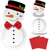 75 Pcs Christmas Snowman Paper Plates and Napkins for Holiday and New Year Parties