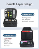 Electronic Organizer Travel Case Large, Double Layer Tech Carrying Case, Home Electronics Bag Fits For Ipad (Up To 12.9 In), Sturdy Storage For Dji, Camera