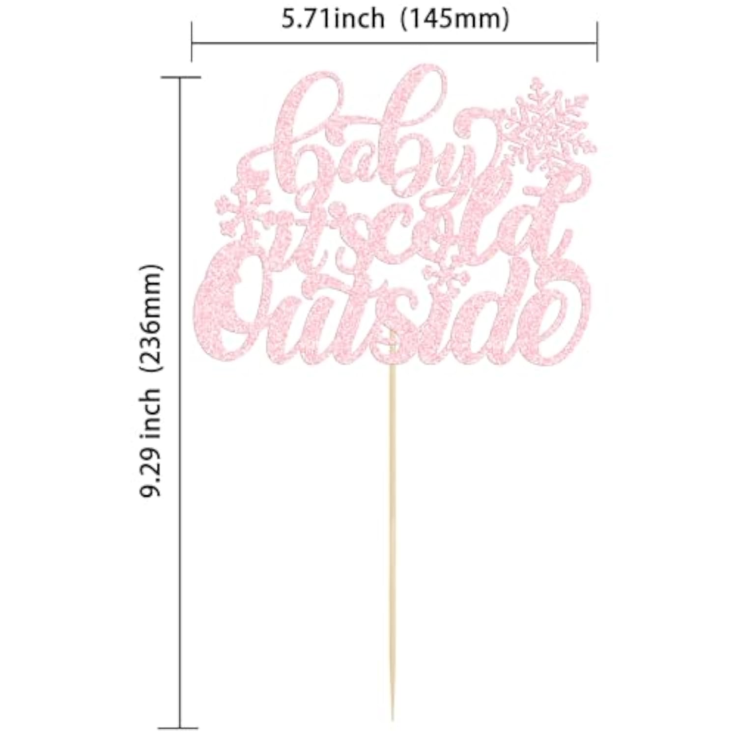 Pink Glitter Baby Its Cold Outside Cake Topper Winter Baby Shower Decor