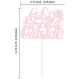 Pink Glitter Baby Its Cold Outside Cake Topper Winter Baby Shower Decor