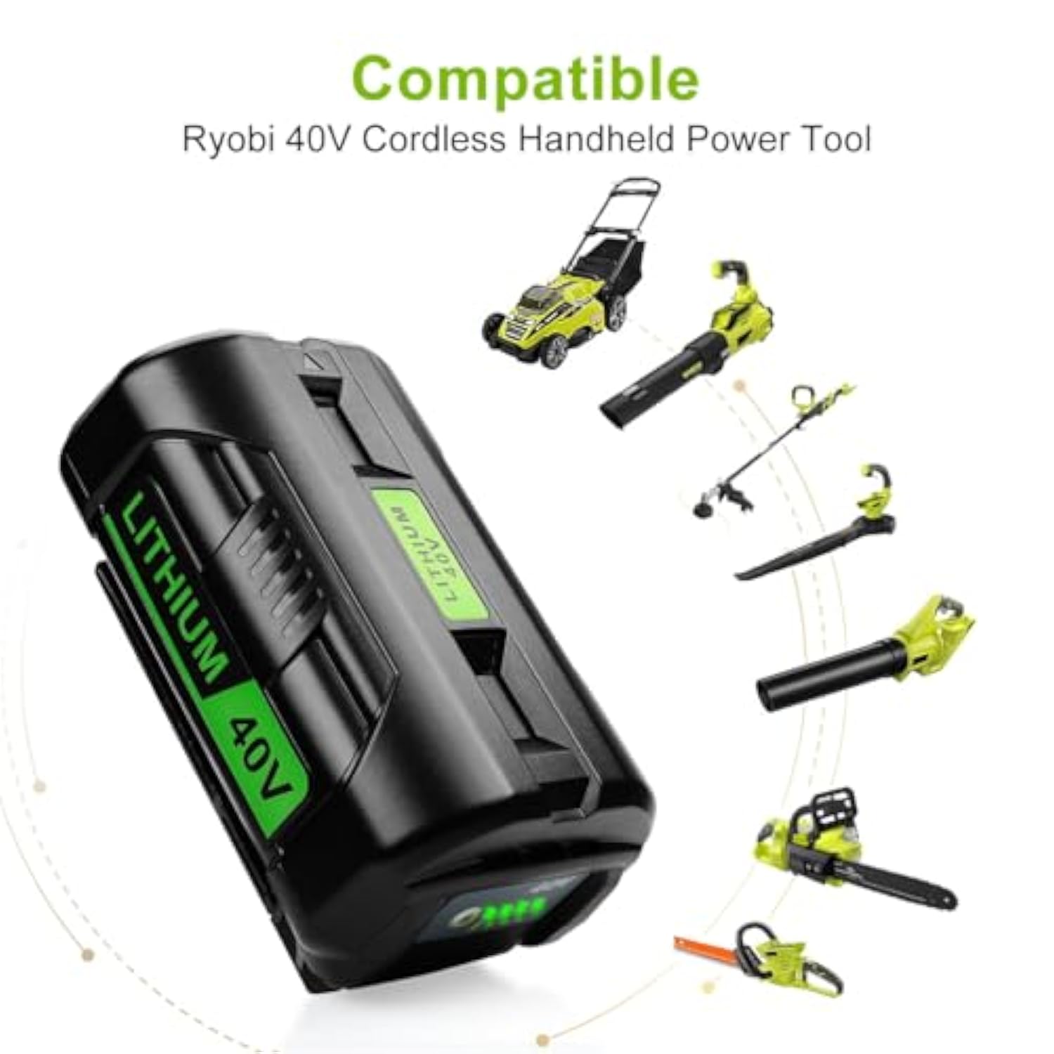 Op4040 40V Replacement For Ryobi 40V Battery 6A, Compatible With 40 Volt Lithium Battery Op4026A Op40201 Op4050A Op4015 Op40261 Op4030 Op40401, With Op401 Ryobi 40-Volt Charger