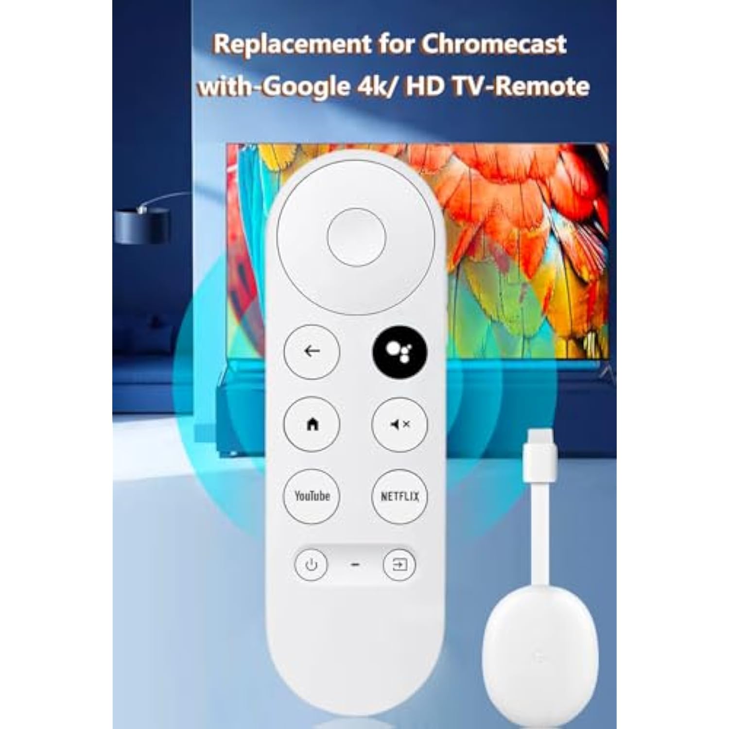 Upgraded Voice Remote for Google Chromecast 4K Snow TV GA Series Replacement