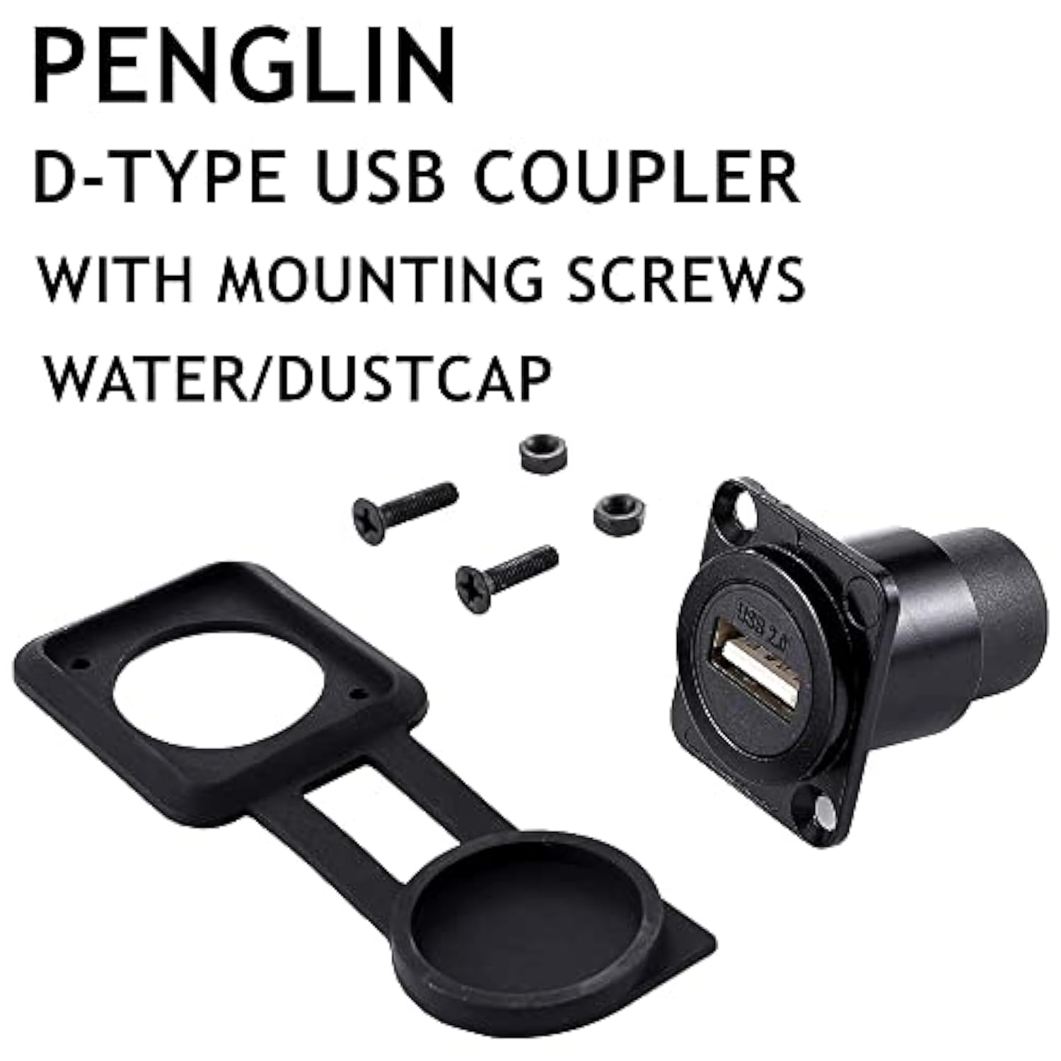 2Pack Usb 2.0 Panel Mount Connector, D-Type Module Usb Pass Through Coupler, F