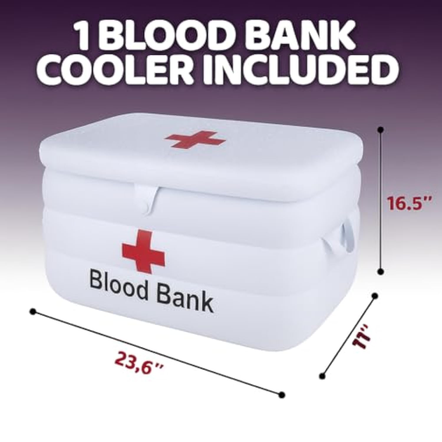 Inflatable Blood Bank Cooler 23x11x16.5 Inch Halloween Nurse Party Decor