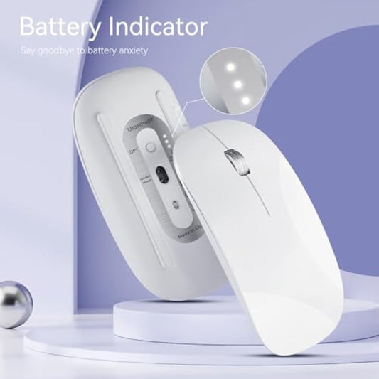 Wireless Mouse, Usb C Rechargeable Computer Mouse, Slim Silent Mice 2.4Ghz Opt