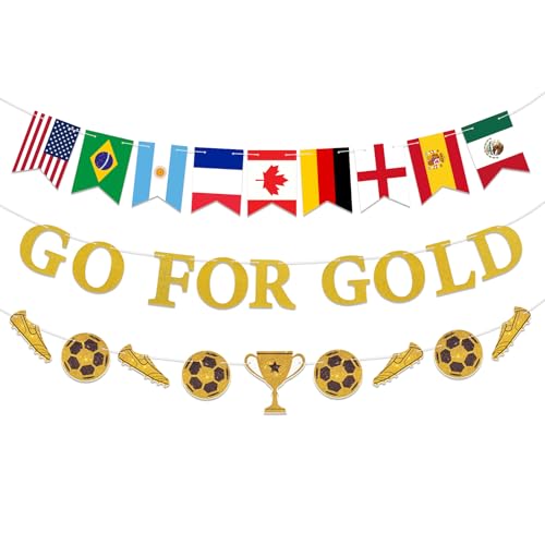 Soccer Party Banner and Country Flags, Football Party Decorations