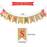 Hello Spring Burlap Banner Jute Spring Bunting Banner Garland Flower Spring Decorations For Indoor Outdoor Party Mantel Fireplace Wall Decor