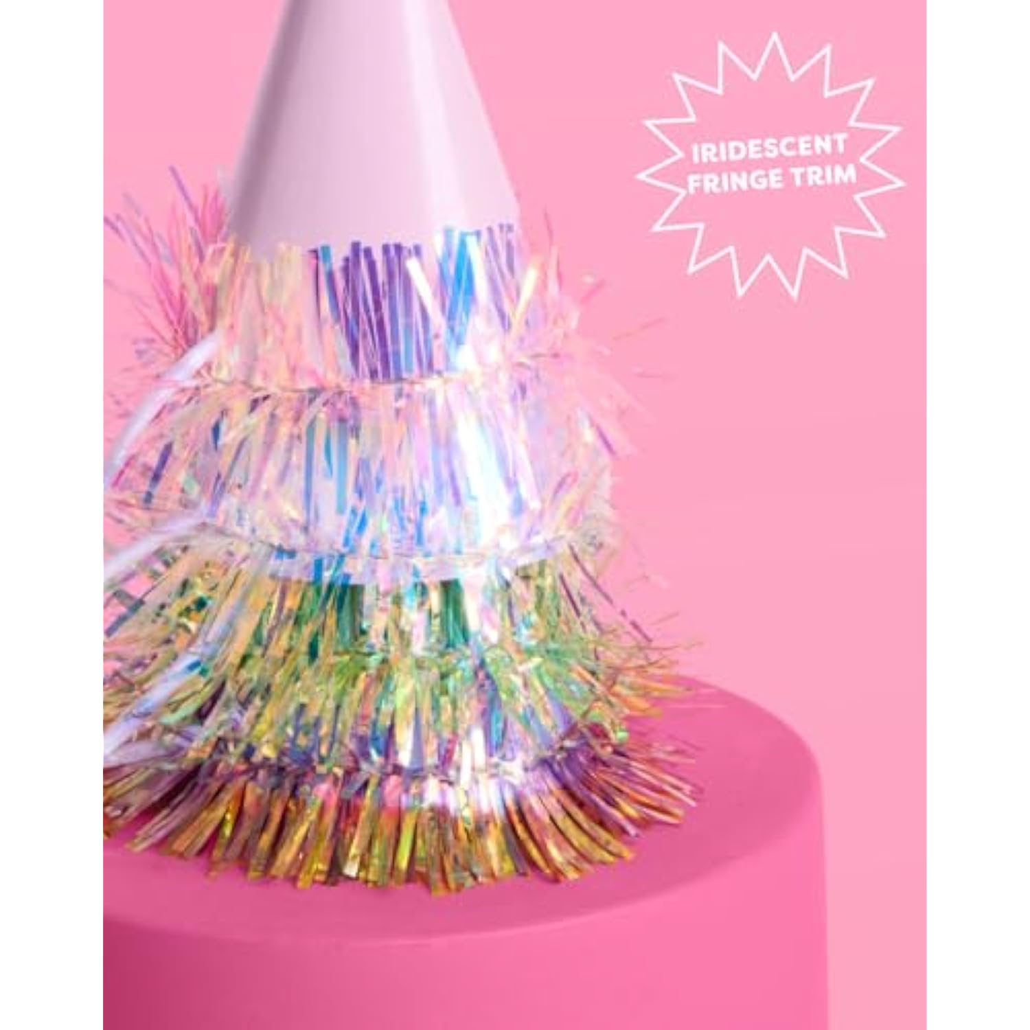 Iridescent Foil Mini Party Hats, 10 Pcs. | Cute Birthday Decorations, Bachelorette Hair Accessory, Kids Bday Outfit, Fun Dinner Celebration Decor