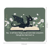 Bookish Cute Dragon Mouse Pad,Green Christmas Mouse Pad Desk Decor For Office,Sage Green Office Decor Desk Accessories For Laptop Gaming Stitched Edge Non-Slip Rubber Base,9.5X7.9 In
