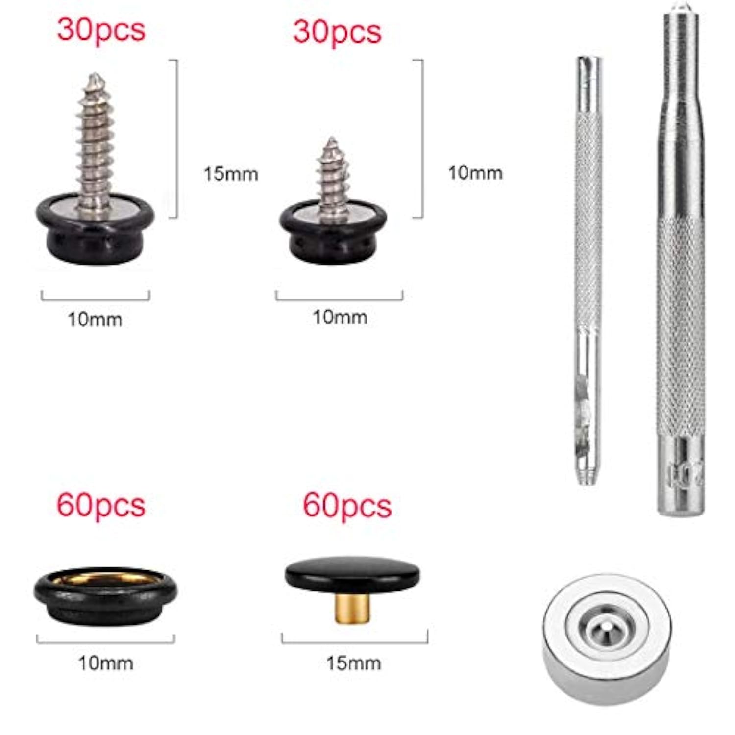 180 Pieces Canvas Snap Kit, Stainless Steel Screws Snaps Marine Grade