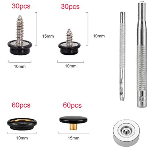 180 Pieces Canvas Snap Kit, Stainless Steel Screws Snaps Marine Grade