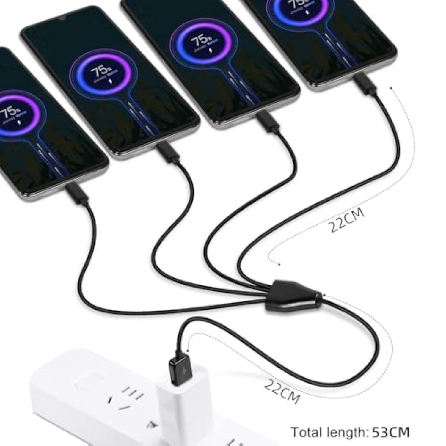 Short Usb C Splitter Cable,4 In 1 Usb 2.0 A Male To 4 Usb C Male Charging Cord