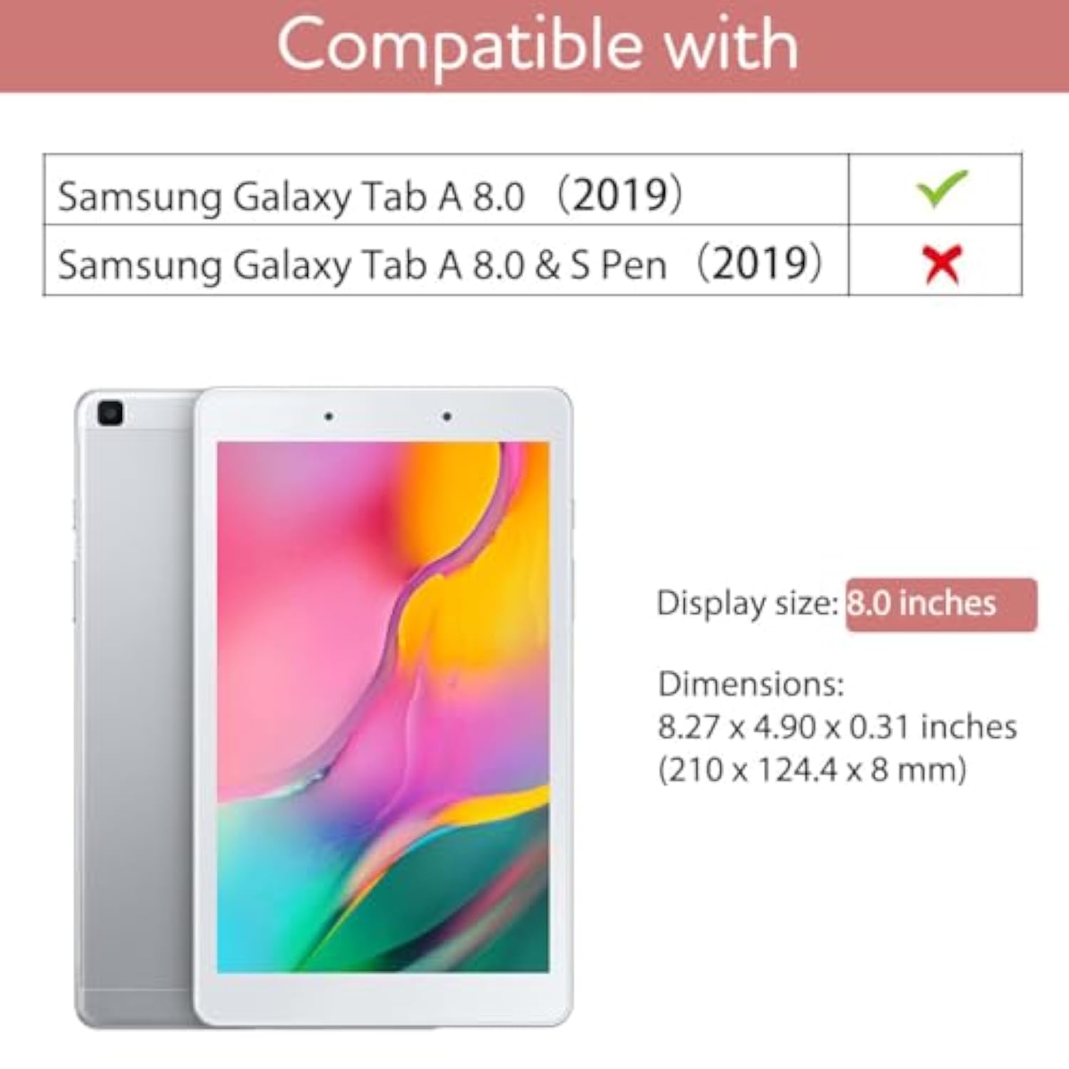 Case For Samsung Galaxy Tab A 8.0 2019 (Sm-T290/T295), [Built In Screen Protec