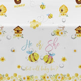 What Will It Bee Gender Reveal Party Supplies Tablecloth, 3Pcs Disposable He Or She Bumble Bee Gender Reveal Decorations Tablecover For Baby Shower, 86In X 55In