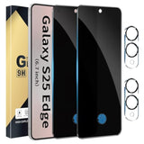[2+2 Pack] Privacy Screen Protector Compatible With Galaxy S25 Edge 5G, Tempered Glass With Camera Lens Protector - Hd Clear - Bubble-Free - Anti-Spy - Scratch Resistant - Full Coverage