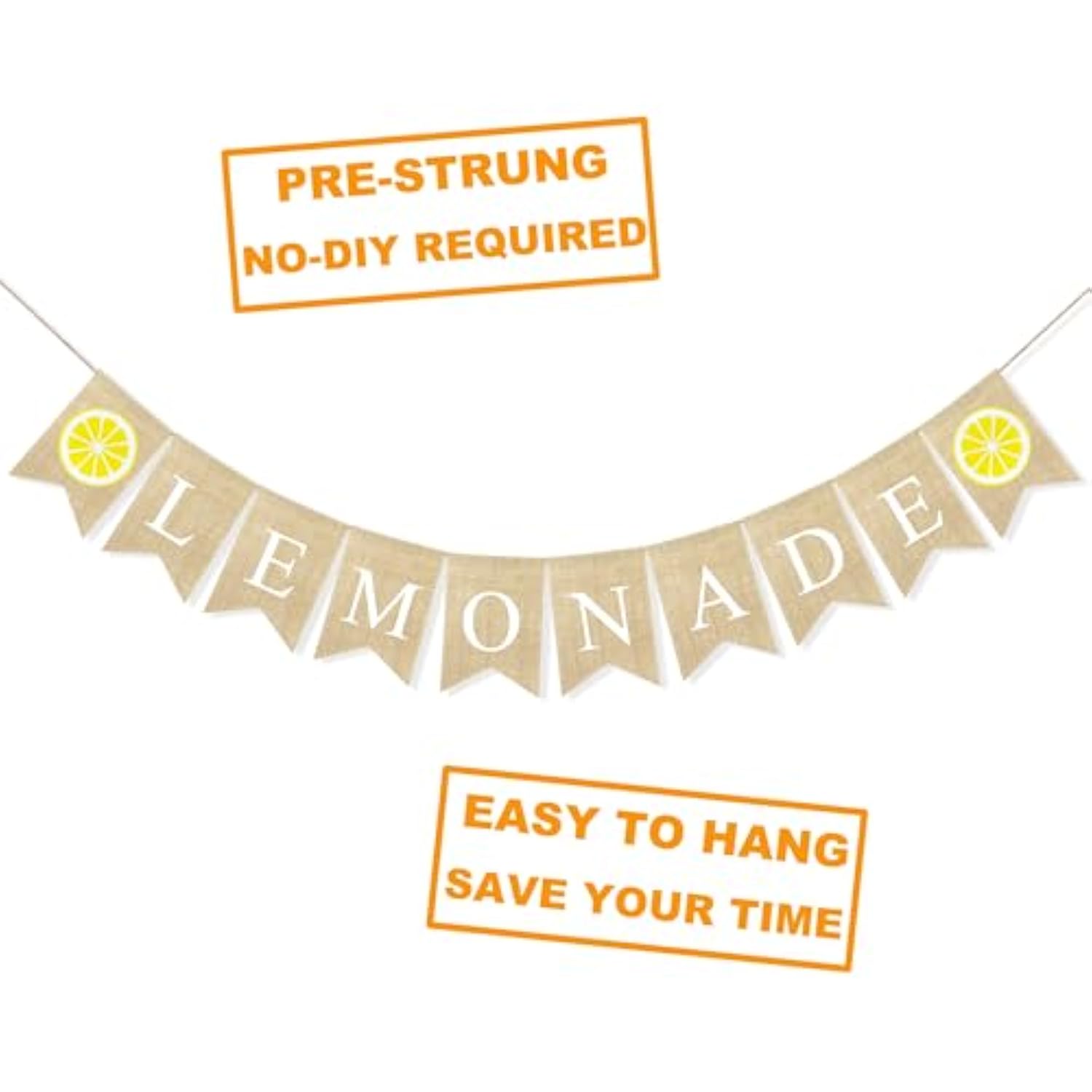 Lemonade Burlap Banner Rustic Lemon Stand Party Supplies, Garland Lemon Theme Baby Shower Birthday Party Decorations Lemonade Photo Stand Backdrop