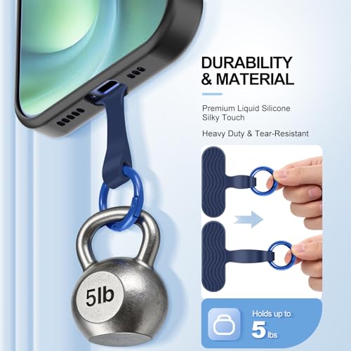 [2026 Upgraded] 6 Pack Silicone Phone Tether Tab with 3 Glow in the Dark, Ultra-Thin Zero-Bulge Design, Heavy Duty Liquid Silicone Phone Lanyard Tab