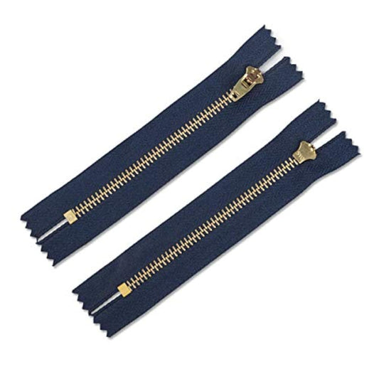 2Pcs Golden Brass Alloy Jean Zipper, 4 Inch Close End Zippers For Sewi