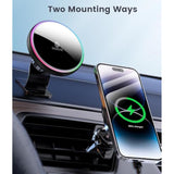 For Magsafe Car Mount Charger-15W Wireless Car Charger-Magnetic Car Phone Holder For Dash Air Vent-Led Rgb Handsfree Car Mount Fast Car Charger For Iphone 14/13/12 Series