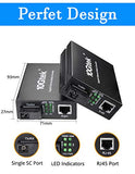 Bidi Gigabit Single Mode Sc Media Converter, 10/100/1000M Fiber To Ethernet Converter, 1000Base-Fx Single Sc To 10/100/1000Base-T/Tx Rj45, Built-In Fiber Module, Smf, 1310/1550Nm, 20Km, 1 Pair