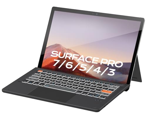 Surface Pro 7/7 Plus/6/5/4/3 12.3 Inch Keyboard, Bluetooth Keyboard With Touch Pad & Lighting Keys Compatible With Surface Pro 12.3", Ultra-Slim Wireless Keypad For Windows 11