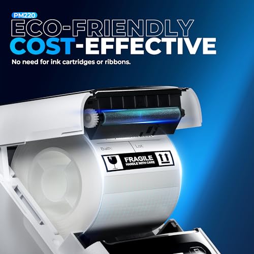 Label Maker Machine With Tape, Pm220 Bluetooth Label Printer, 2 Inch Portable Thermal Printer For Small Business, Logo, Clothing, Sticker Printer For Phones & Pc, With 3 Labels, White
