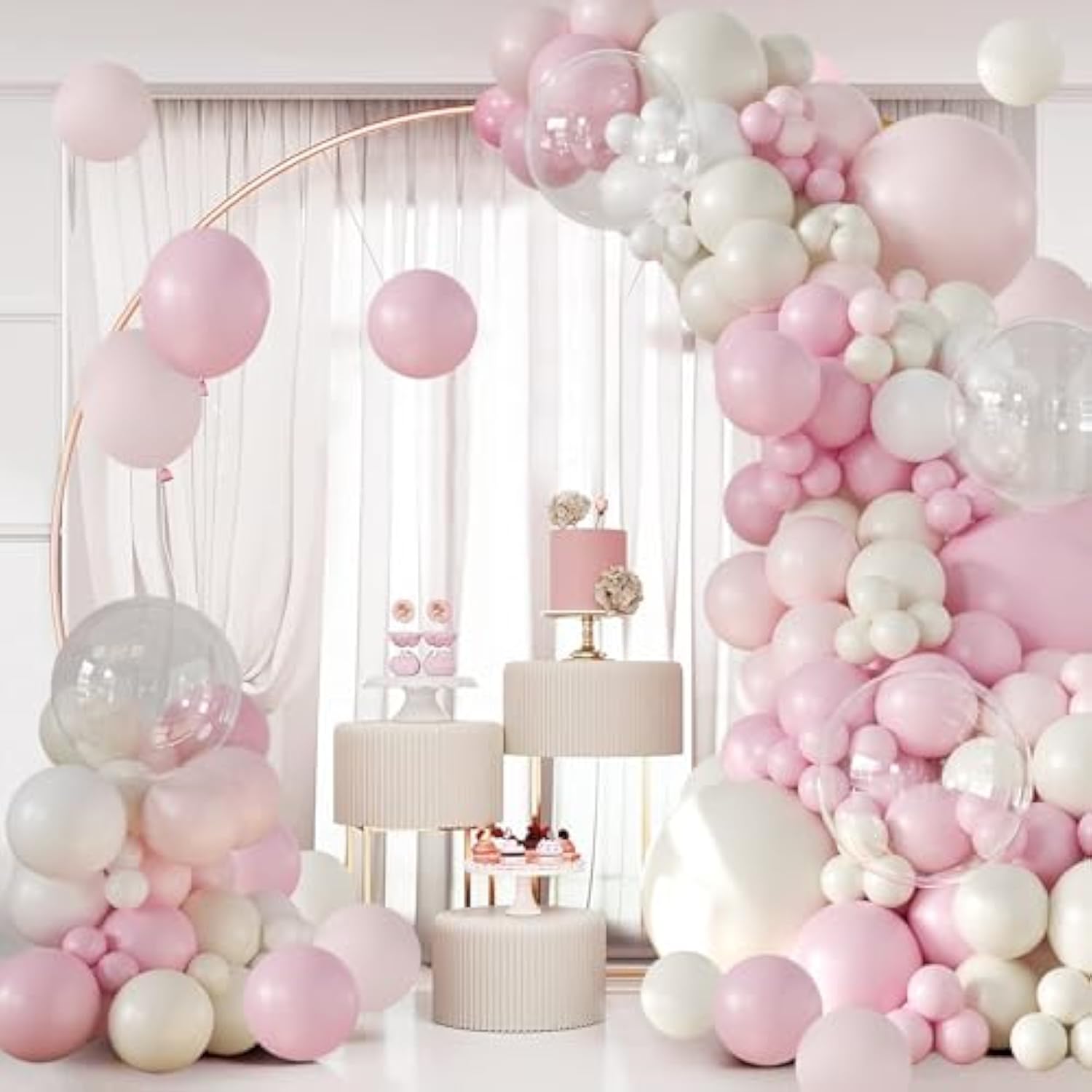131pcs Light Pink Balloon Arch Kit — Pink & White Garland for Party Decor
