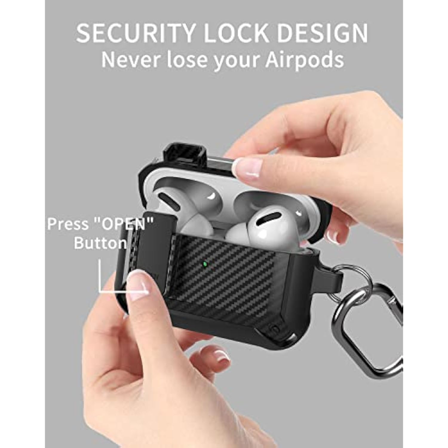 For Airpods Pro 2/1 Gen Case Cover With Lock (2019/2022/2023), Rugged Locking Case For Airpod Pro 2Nd/1St Generation Shockproof Armor Protective Skin For Apple Ipod Pro, Black