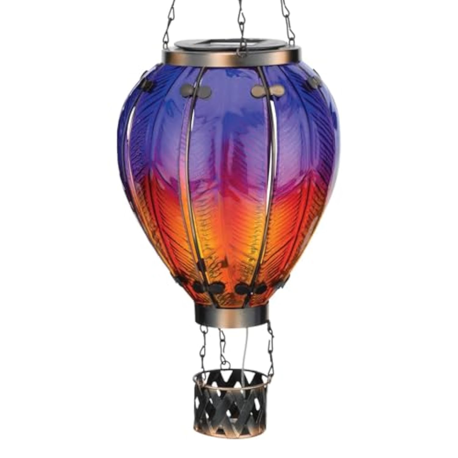 23.5 Inch Hot Air Balloon Solar Lantern – Hanging Solar-Powered Led Lights, Waterproof Portable Decorative Outdoor Lamp Made Of Metal & Glass For Garden, Patios & Pathway – Purple