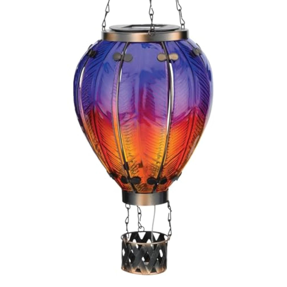 23.5 Inch Hot Air Balloon Solar Lantern – Hanging Solar-Powered Led Lights, Waterproof Portable Decorative Outdoor Lamp Made Of Metal & Glass For Garden, Patios & Pathway – Purple