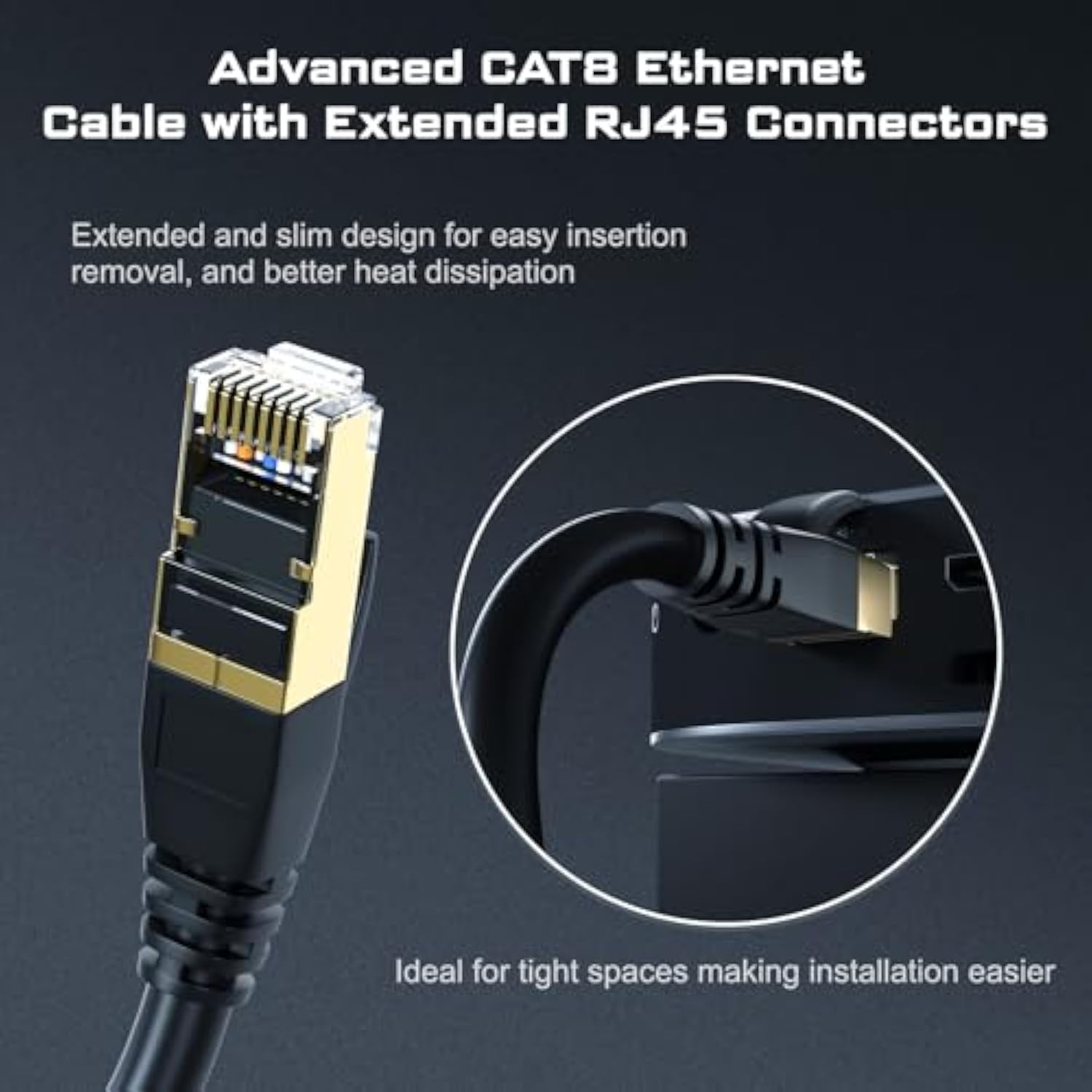 Cat8 Ethernet Cable, Outdoor &Indoor, 150Ft Heavy Duty High Speed 26Awg Cat8 L