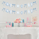 2Pcs Blue Bow Starfish And Shell Banner, Beach Bachelorette Party Decorations Seashell Party Decor, Exquisite & Beautiful Hanging Garland Decorations For Summer Birthdays Weddings